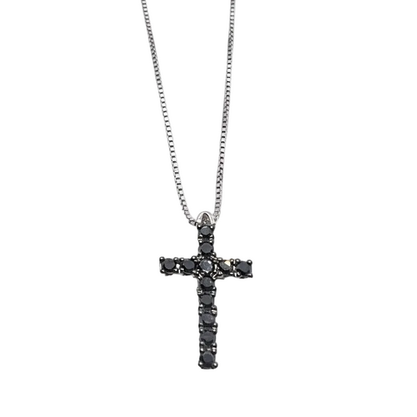 Collana da Uomo Davite&Delucchi con Croce pendente con Diamanti Neri CLN010357BL