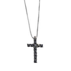 Davite&amp;Delucchi Men's Necklace with Pendant Cross and Black Diamonds