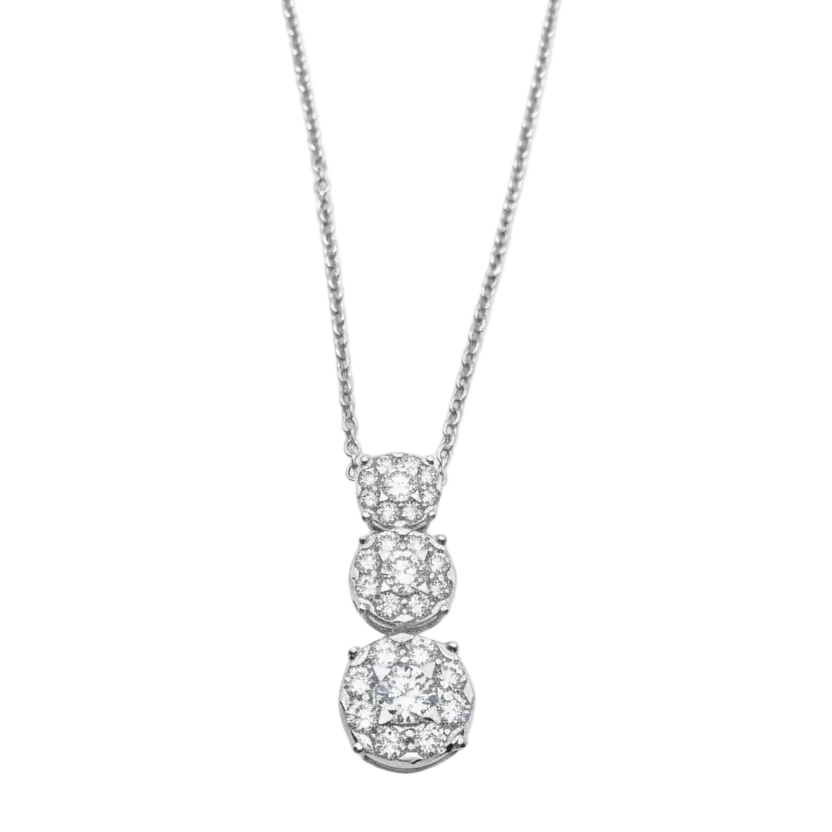 Collar Trilogy para mujer en oro blanco de 18 quilates con diamantes de 1,00 ct
