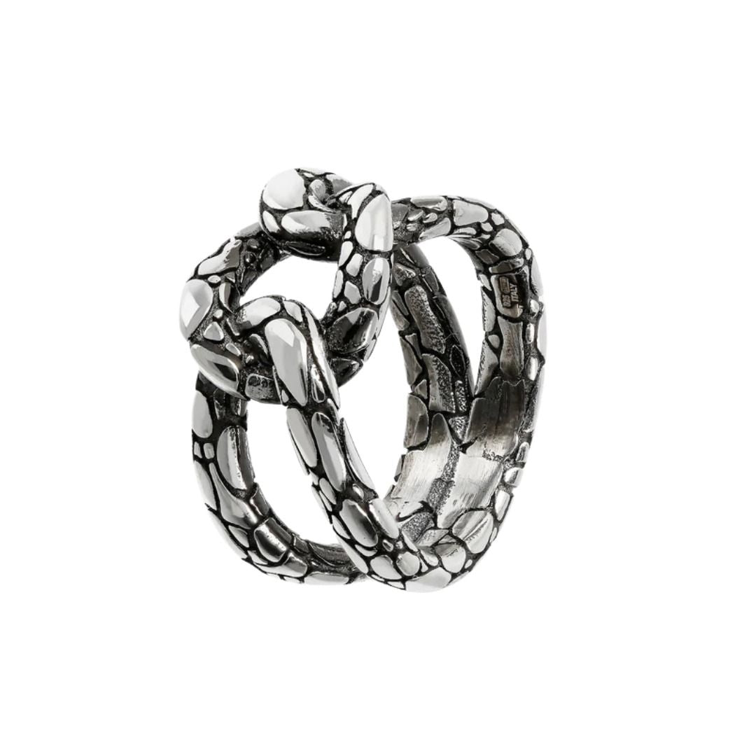 Albert M. Band Ring with Knot and Snake Texture