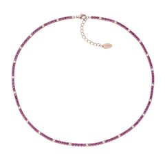 Amen Tennis Rose Necklace with Red and White Zircons