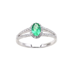 Giorgio Visconti White Gold Ring with Emerald and Diamonds