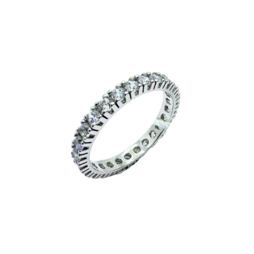Anillo de eternidad de oro blanco de 18 quilates con circonitas