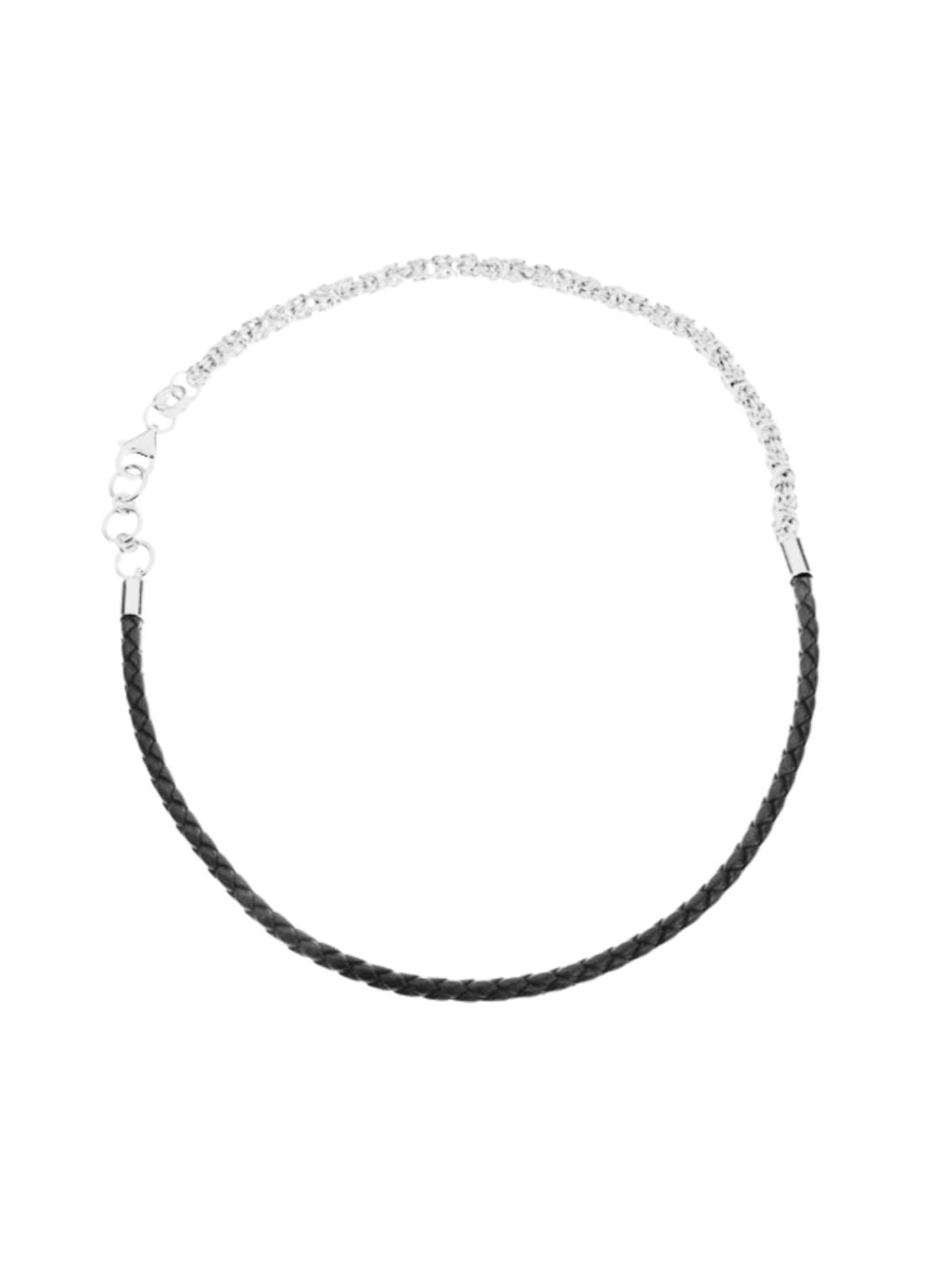 Bracciale Maria Cristina Sterling in Argento e Cuoio Nero