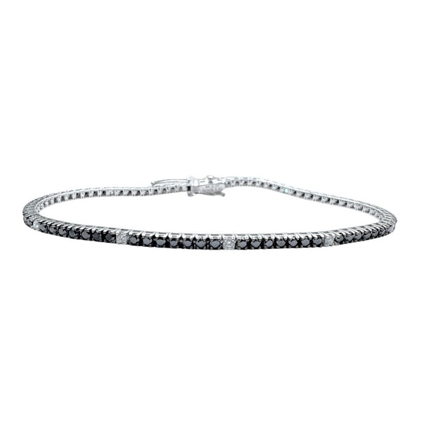 Bracciale Tennis Davite&Delucchi in Oro Bianco 18 KT con Diamanti Neri e Bianchi Alternati -
