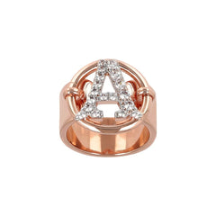 Bronzallure Initial Ring with Pavé Zirconia