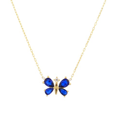 Marcello Pane Gold Blue Butterfly Necklace