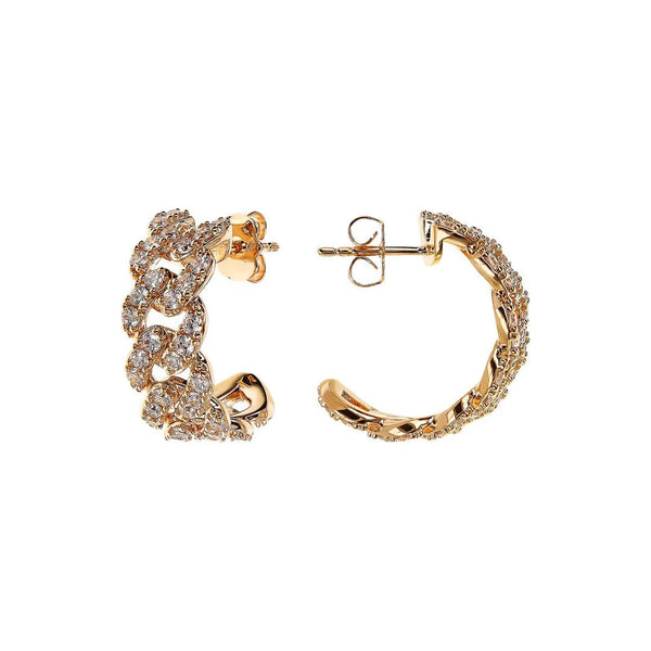 Orecchini Bronzallure A Lobo Catena Grumetta Squadrata Con Pavé Di Cubic Zirconia