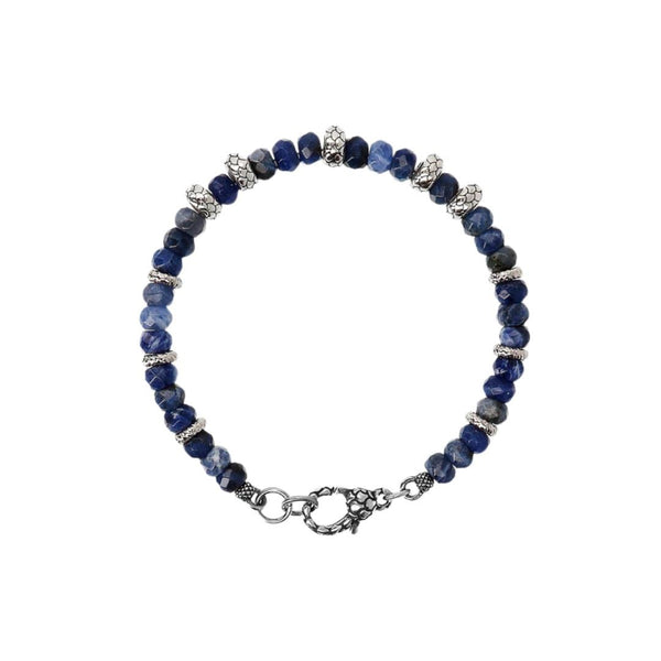 Bracciale Albert M. Con Rondelle Texture Sirena In Argento E Sodalite WSOX00478.SDL