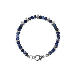 Albert M. Bracelet with Mermaid Texture Washers in Silver and Sodalite
