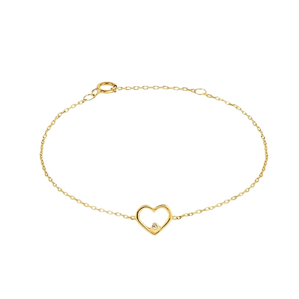 Stroili Heart Mon Petit 9 KT Yellow Gold Bracelet 0.004 ct Diamond 1432784
