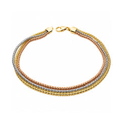 Bracciale Handmade Tre Ori Maglia Pop Corn in Oro 18 KT BRFPTR