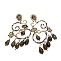 Orecchini Fiorini in Argento con Quarzo Fumè e Zirconi 0135AG4090123BG