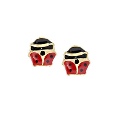 Amen Girl's Stud Earrings Red and Black Enameled Ladybug ORJCOGR3