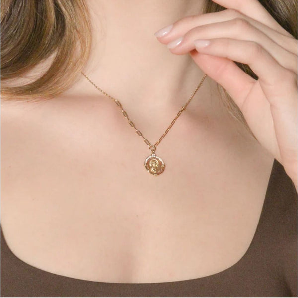 Collana Amen Madonna Regina del Cielo Dorata CLMATOGBZ