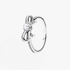 Pandora Bow & Pearl Ring Silver 190971P