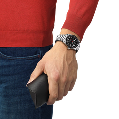 Tissot PR516 Powermatic 80 Men's Steel Watch with Black Dial