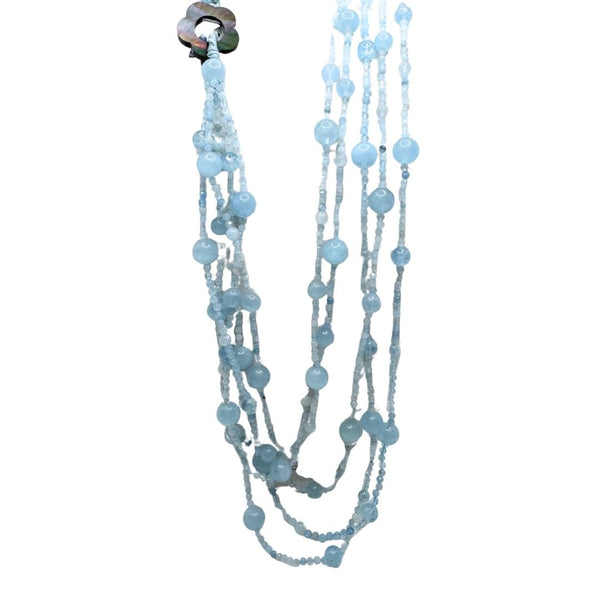 Rajola Jazz Necklace with Aquamarine and Mother of Pearl