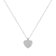 Stroili Heart Claire 9 KT White Gold Rolo Chain Necklace with Cubic Zirconia 1411969