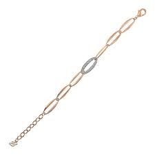 Pulsera Bronzallure de eslabones marquesina con pavé de circonitas cúbicas blancas
