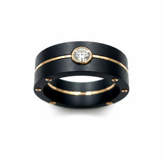 Anello Giorgio Visconti da Uomo in Titanio Oro e Diamante -