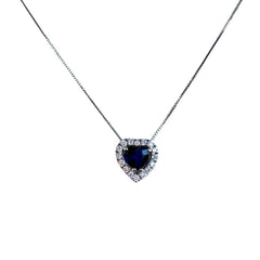 Collana Bibigi In Oro Bianco Con Smeraldo-Zaffiro-Rubino-Acquamarina Taglio Cuore -