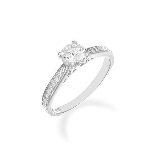 Anillo solitario de diamantes Amen con circonita blanca