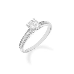 Anillo solitario de diamantes Amen con circonita blanca