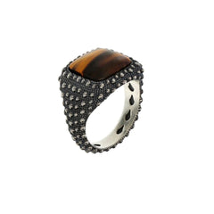 Albert M. Chevalier Ring with Sea Urchin Texture and Tiger's Eye