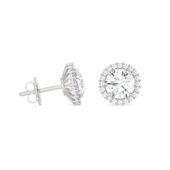 Light Point Earrings with White Gold and Diamond Outline