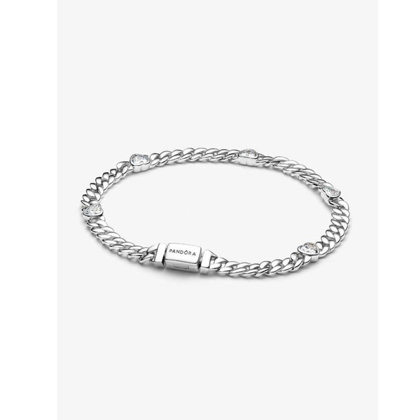Bracciale Pandora Catena Maglia Cubana Con Cuori