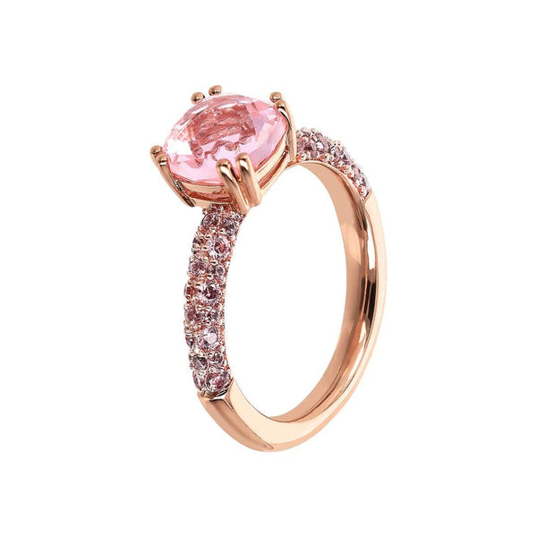 Bronzallure Solitaire Ring with Square Gem Prism and Pavé