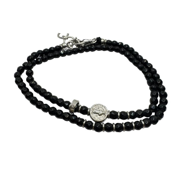 Maria Cristina Sterling Double Wrap Bracelet with Black Spinel