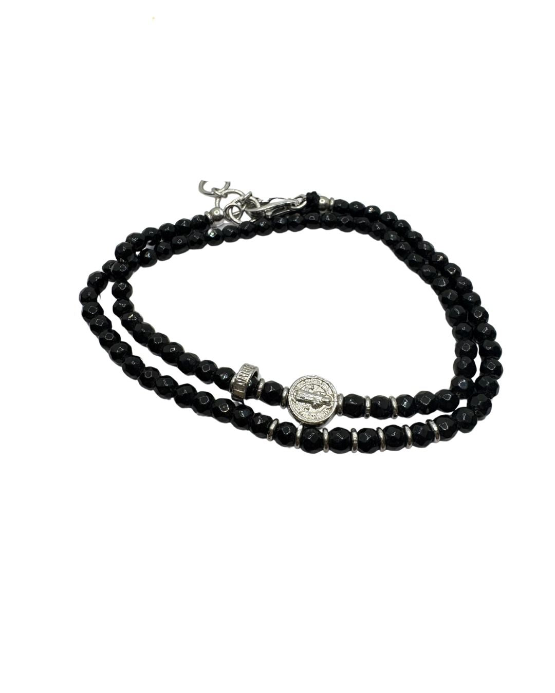 Bracciale Maria Cristina Sterling Doppio Giro con Spinello Nero