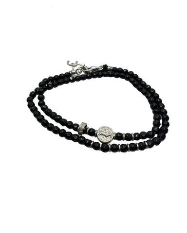 Bracciale Maria Cristina Sterling Doppio Giro con Spinello Nero