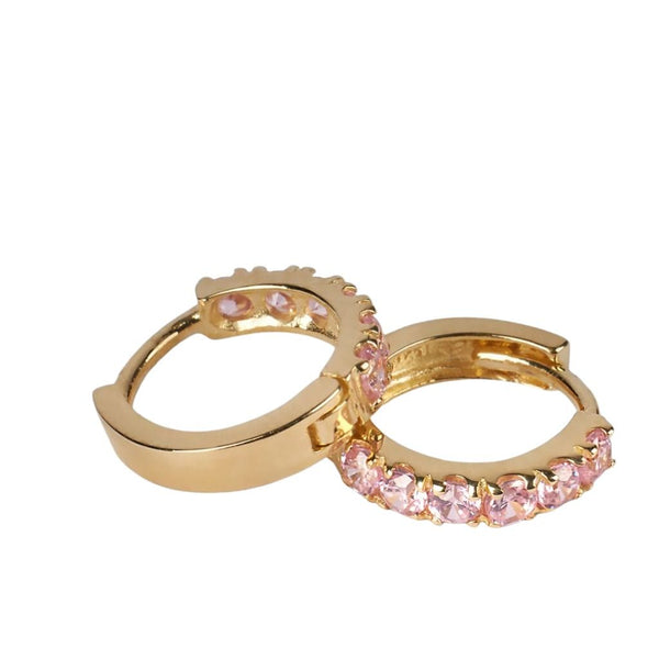 Orecchini Stroili A Cerchio Toujours Oro Giallo 9 KT 8 mm Cubic Zirconia Rosa 1411829