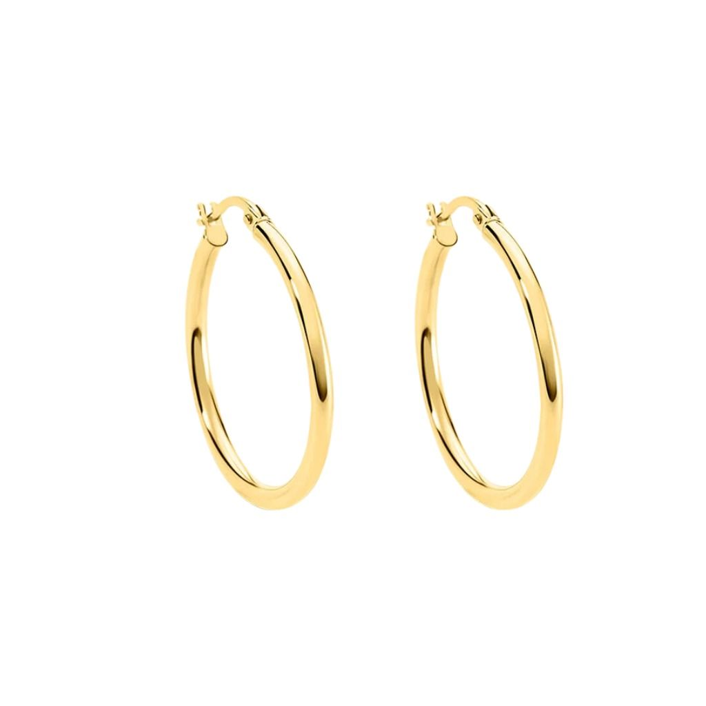 Stroili Toujours Yellow Gold 9 KT 20mm Hoop Earrings 1401765