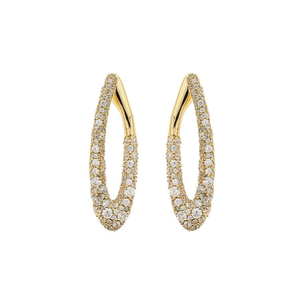 Pendientes Bronzallure ovalados dorados con pavé de circonitas cúbicas