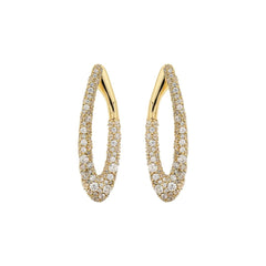 Bronzallure Oval Golden Earrings in Cubic Zirconia Pavé