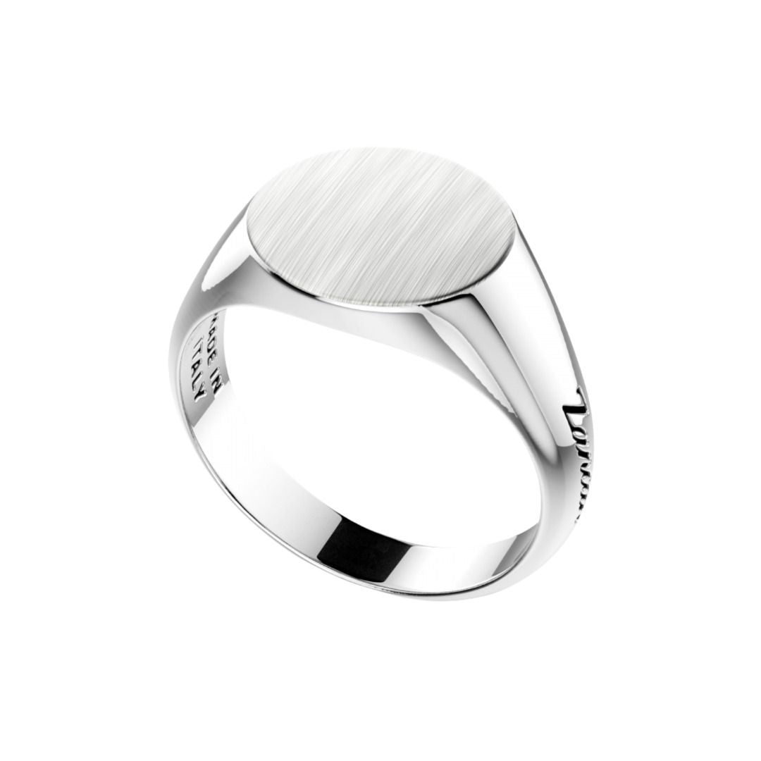 Zancan Round Chevalier Engravable Silver Ring ESA071