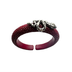 Bracciale Albert M. Rigido In Pelle Bordeaux Con Serpente WSOX00145.RD