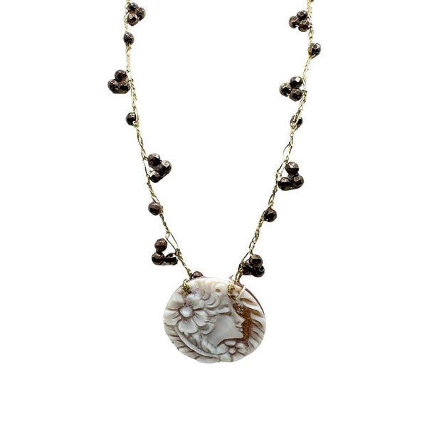 Rajola Lucciola Necklace with Hematite and Cameo