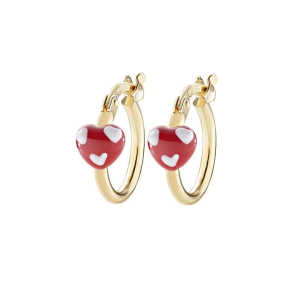 Orecchini Amen Bimba Cerchietto Con Cuore Smaltato Rosso ORJCUGR1