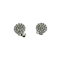 18KT White Gold Stud Earrings with Pavé Zircons