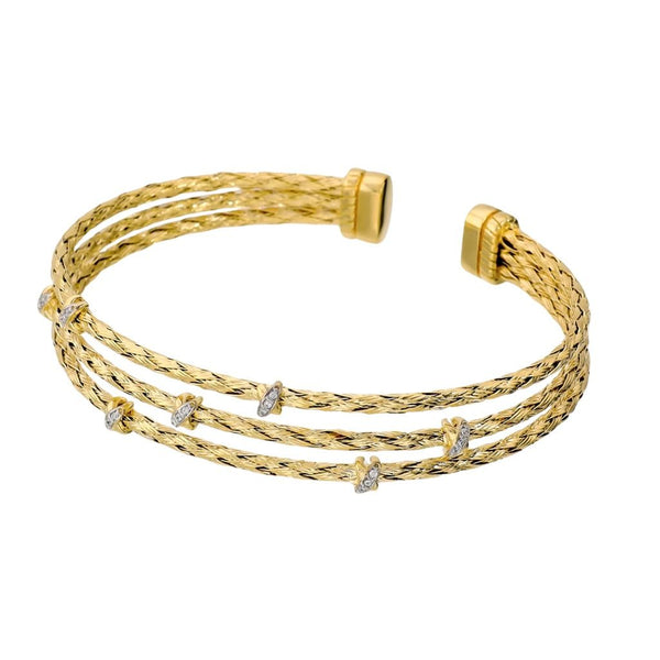 Bracciale Etrusca Multifilo Texture Corda Diamantata con Cubic Zirconia WSET00969.YG