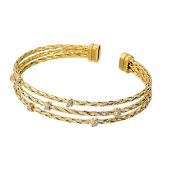 Bracciale Etrusca Multifilo Texture Corda Diamantata con Cubic Zirconia WSET00969.YG