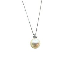 Collana Bibigi' In Oro Bianco Con Perla Akoya e Diamanti -
