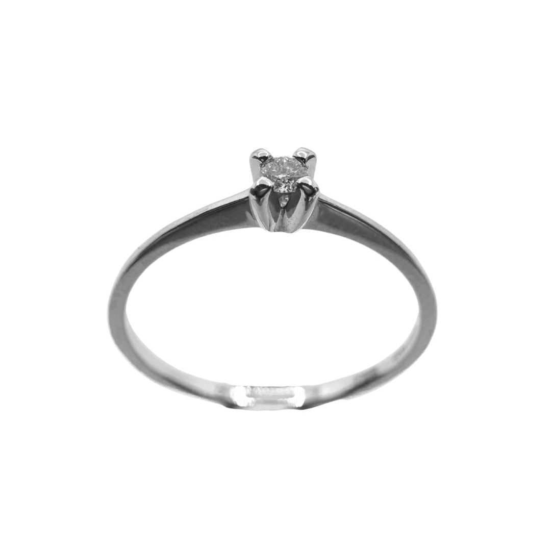 Anillo solitario Bigigì con 4 puntas y diamante central