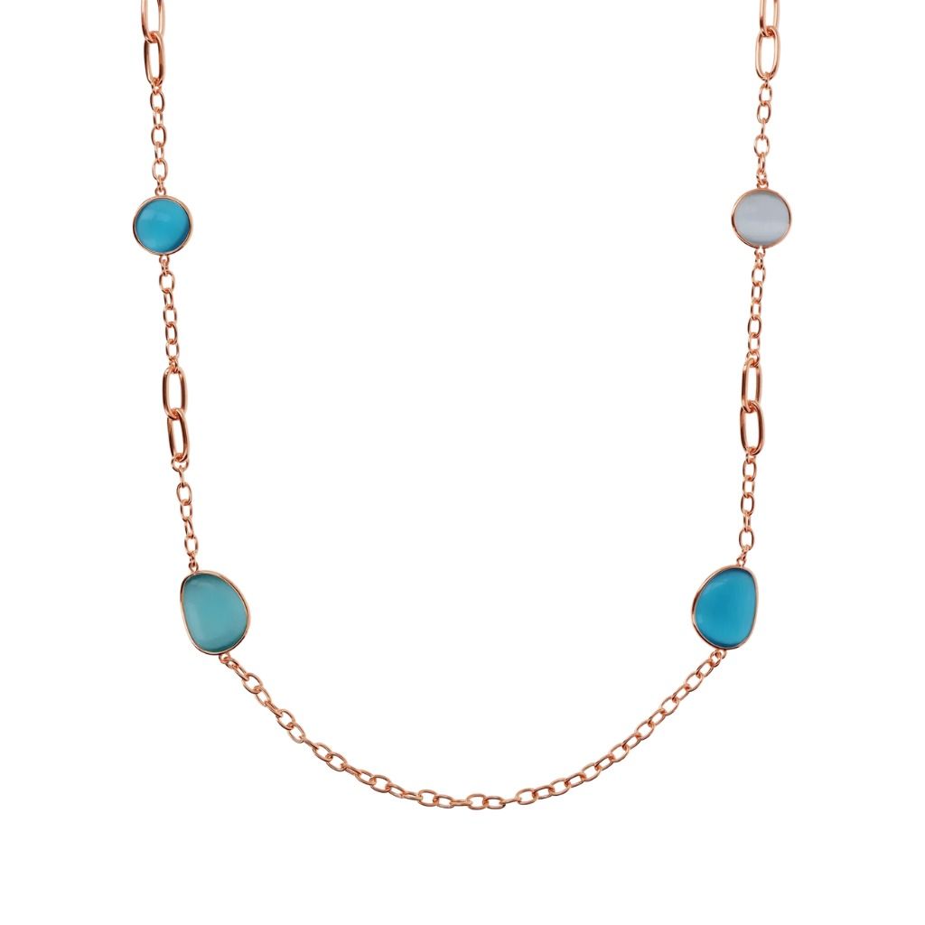 Collana Bronzallure Lunga con Pietre Effetto Occhio di Gatto WSBZ02616.BLU