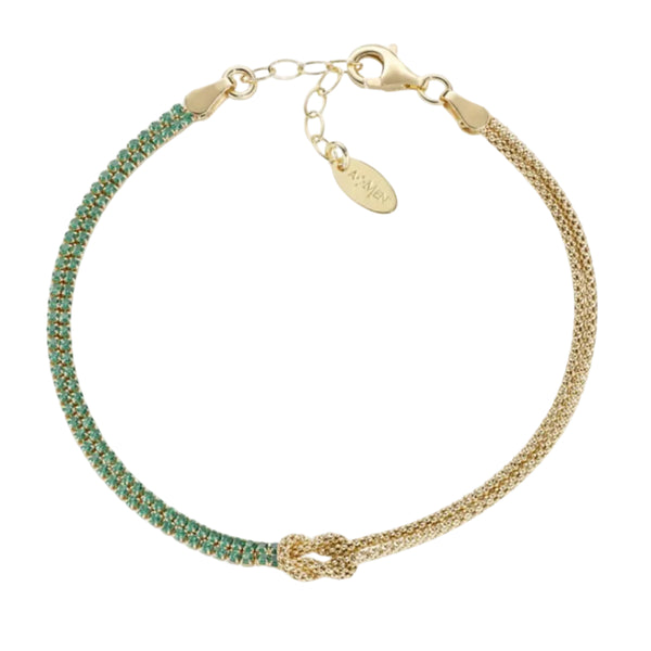 Bracciale Amen Nodo D'Amore Dorato Con Zirconi Verdi BRNOAMGVEZ16